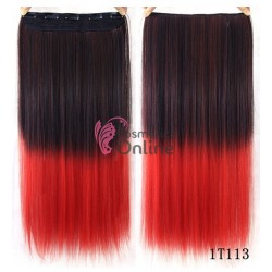 Extensie de par cu 5 Clips On delux dubla dreapta de 60 cm, Ombre Brunet cu Roscat HT1T113